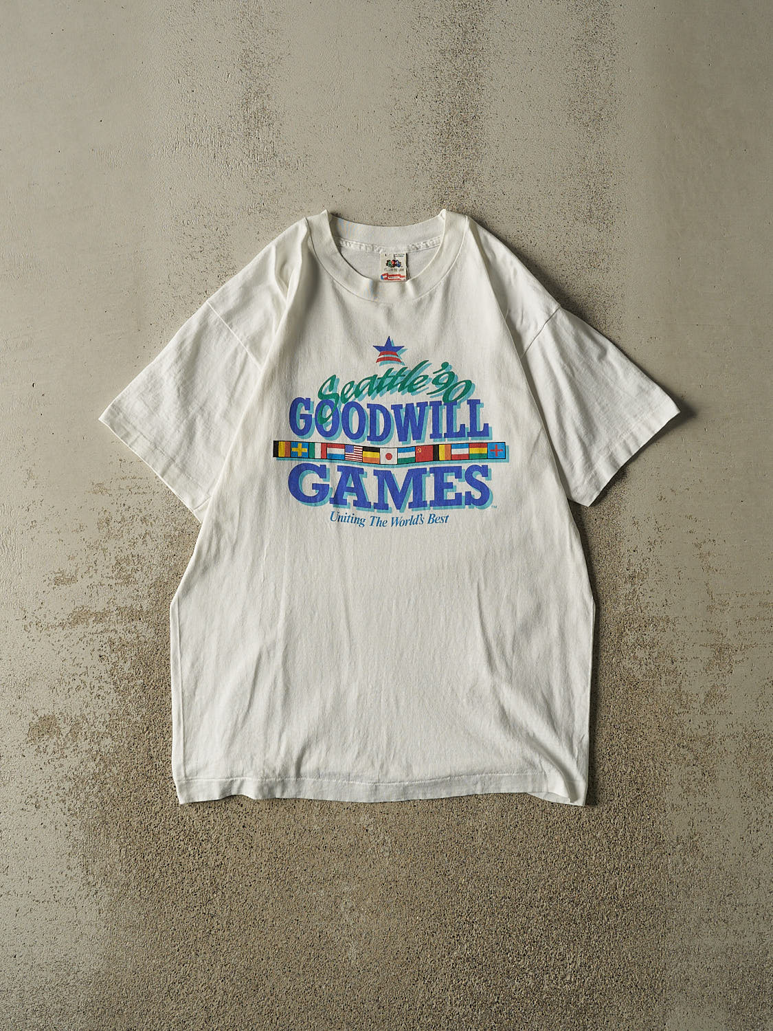 Vintage 90s White Seattle Goodwill Games Single Stitch Tee (L/XL)