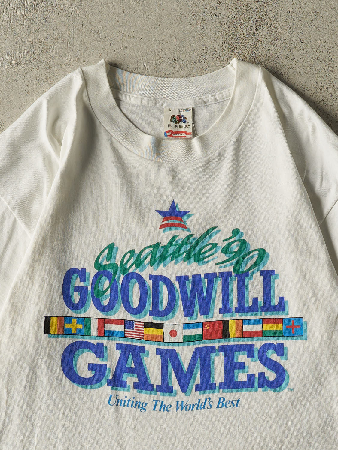 Vintage 90s White Seattle Goodwill Games Single Stitch Tee (L/XL)