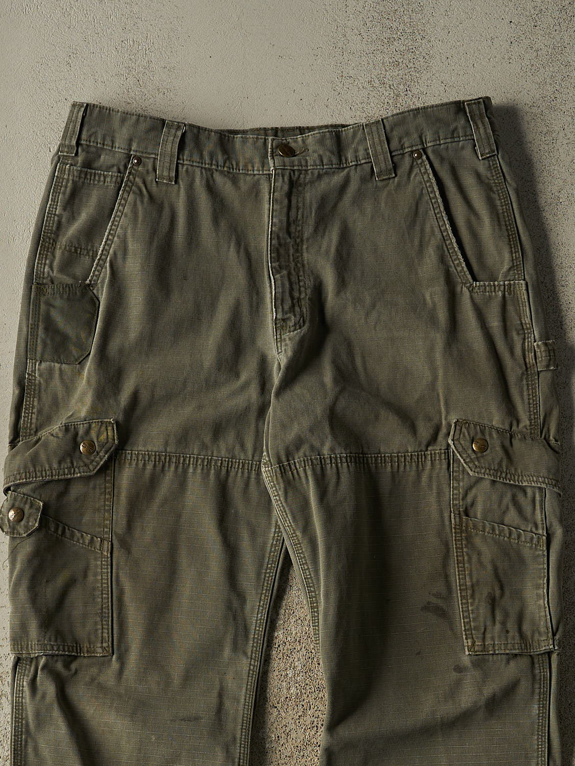 Vintage Y2K Green Carhartt Double Knee Cargo Carpenter Pants (36x29)