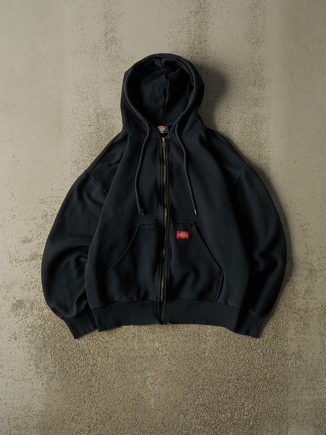 Vintage 90s Faded Black Dickies Zip Up Hoodie (XS/S)