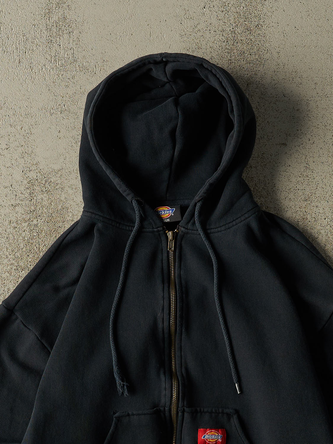 Vintage 90s Faded Black Dickies Zip Up Hoodie (XS/S)