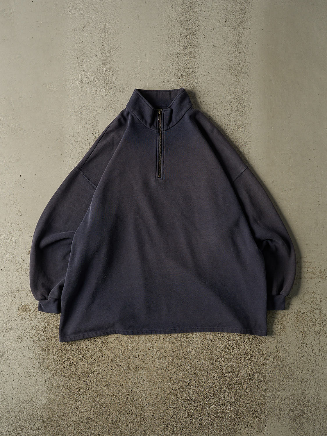 Vintage 90s Sun Faded Navy Quarter Zip Sweater (XXL)