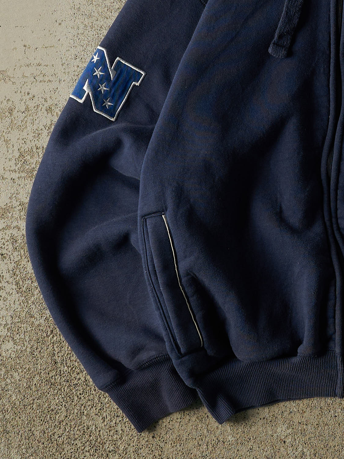 Vintage Y2K Navy Blue Dallas Cowboys Sherpa Lined Zip Up Hoodie (M/L)