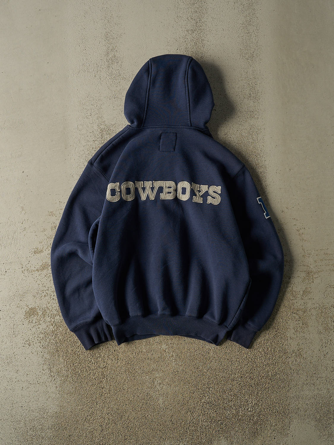 Vintage Y2K Navy Blue Dallas Cowboys Sherpa Lined Zip Up Hoodie (M/L)