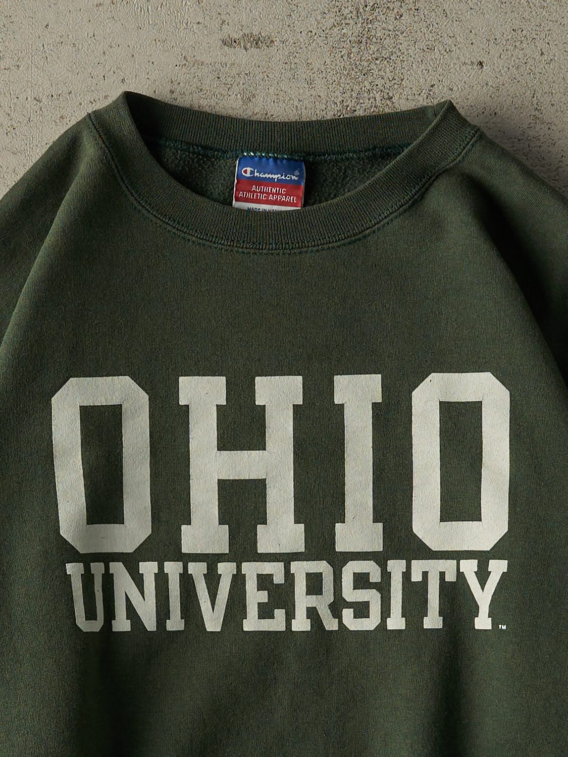 Vintage 90s Sun Faded Green Champion Ohio University Crewneck (M/L)