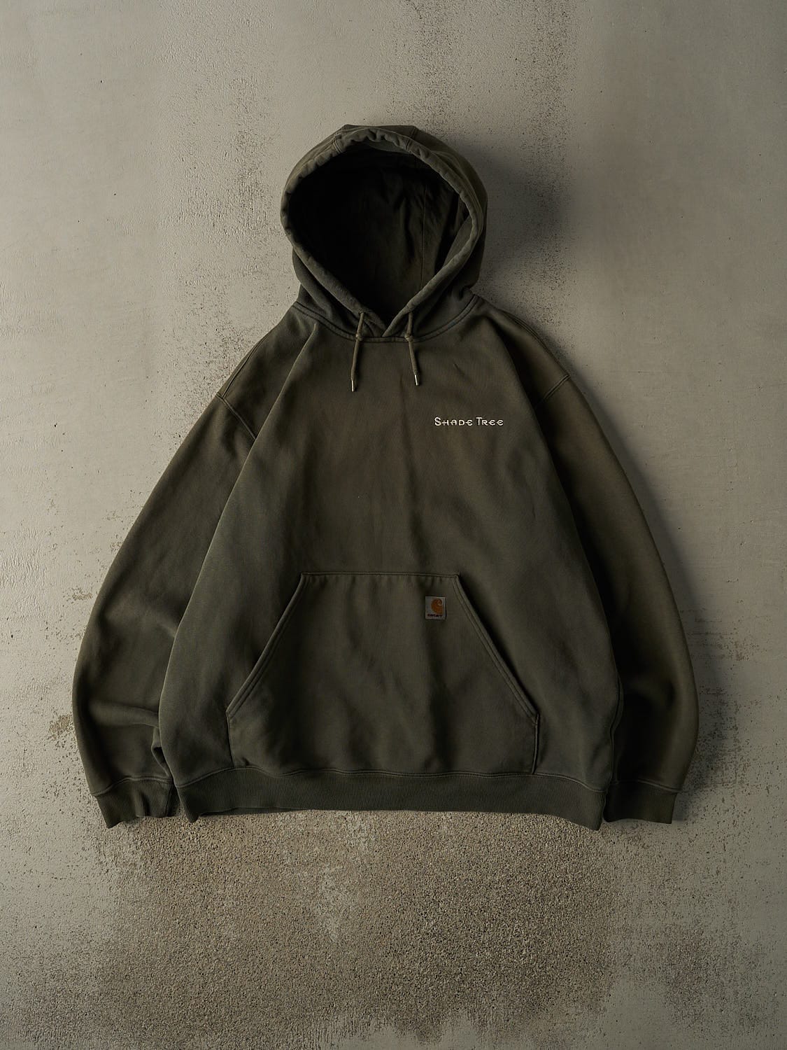Vintage 90s Sun Faded Green Carhartt Embroidered Hoodie (XXL)