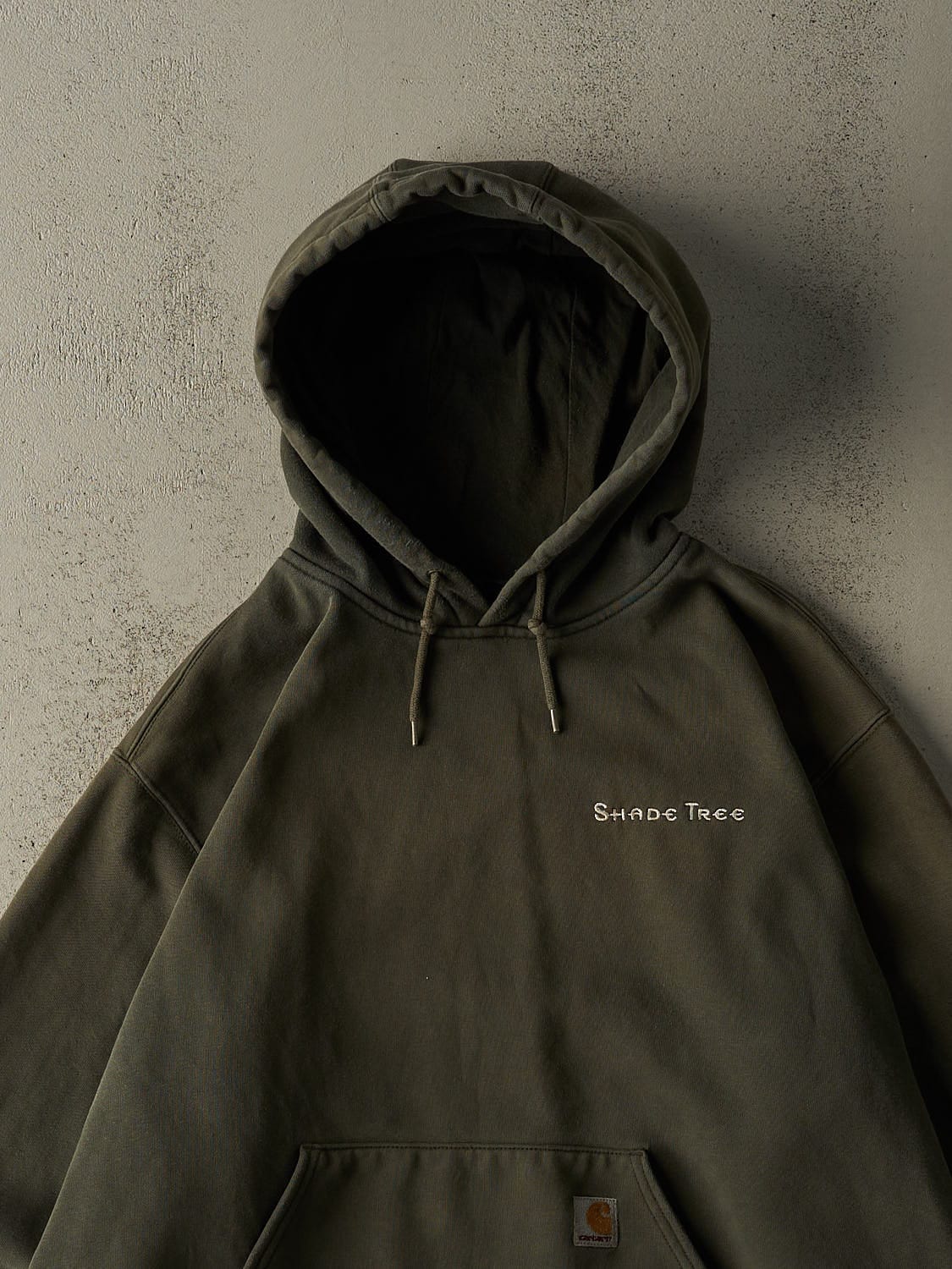Vintage 90s Sun Faded Green Carhartt Embroidered Hoodie (XXL)