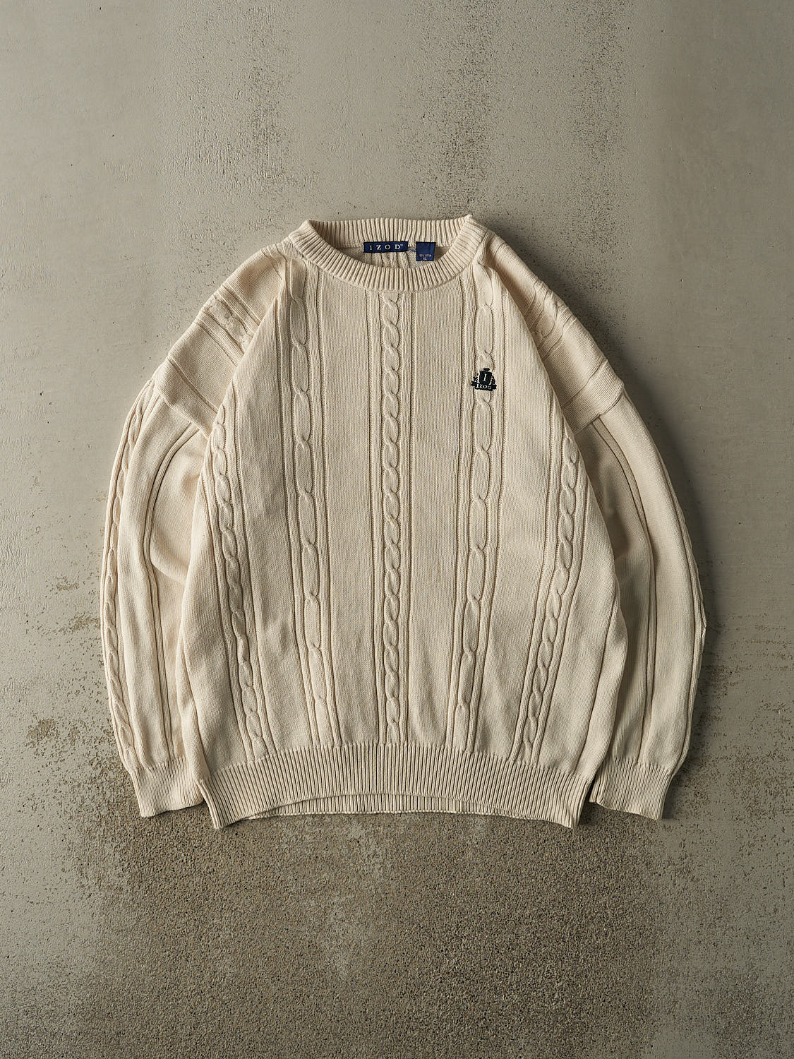 Vintage 90s Beige Izod Embroidered Cable Knit (XL/XXL)