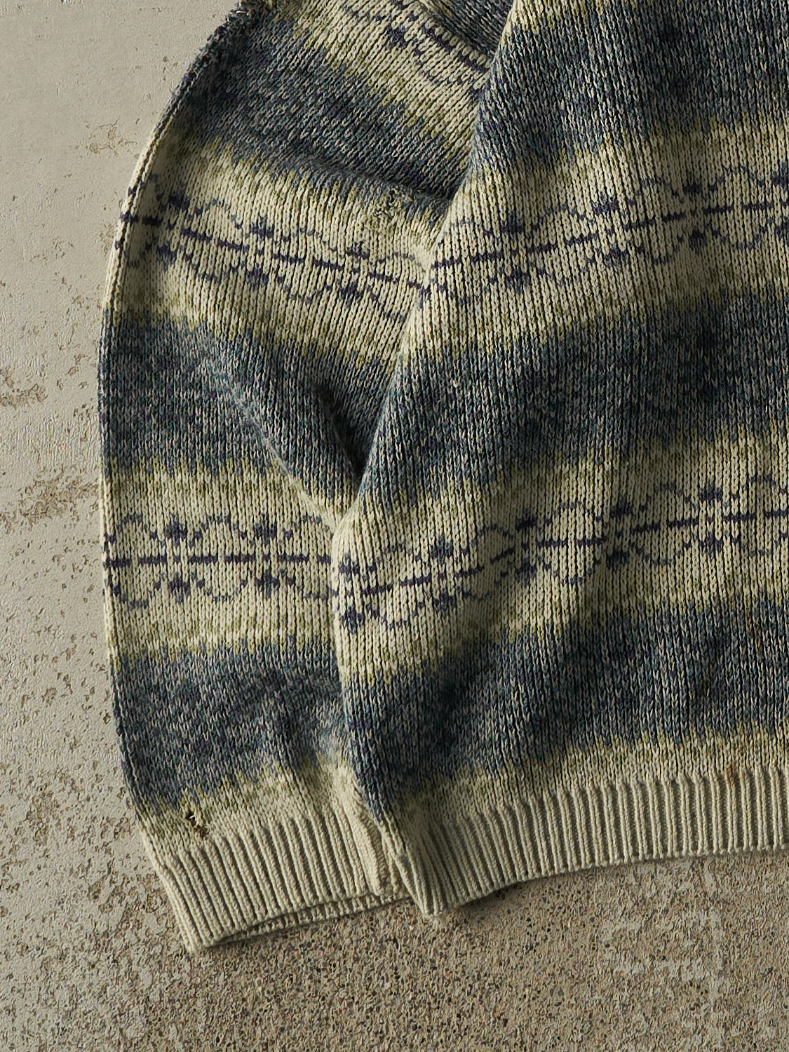 Vintage 80s Beige & Blue Patterned Pullover Boxy Knit (M/L)