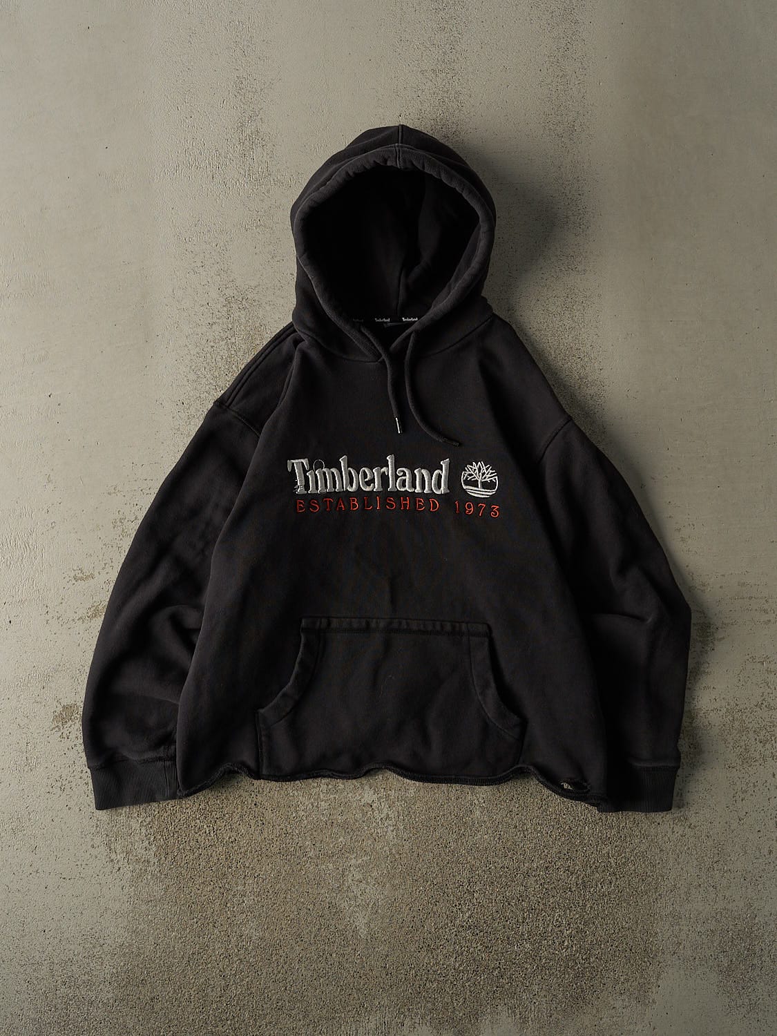 Vintage Y2K Black Timberland Embroidered Logo Hoodie (M)
