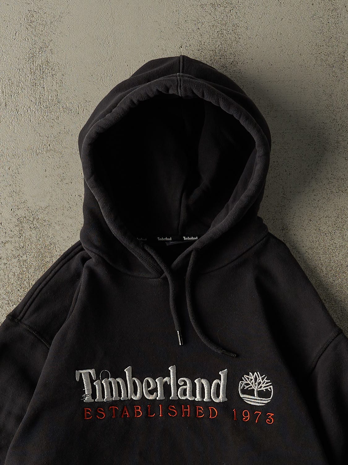 Vintage Y2K Black Timberland Embroidered Logo Hoodie (M)