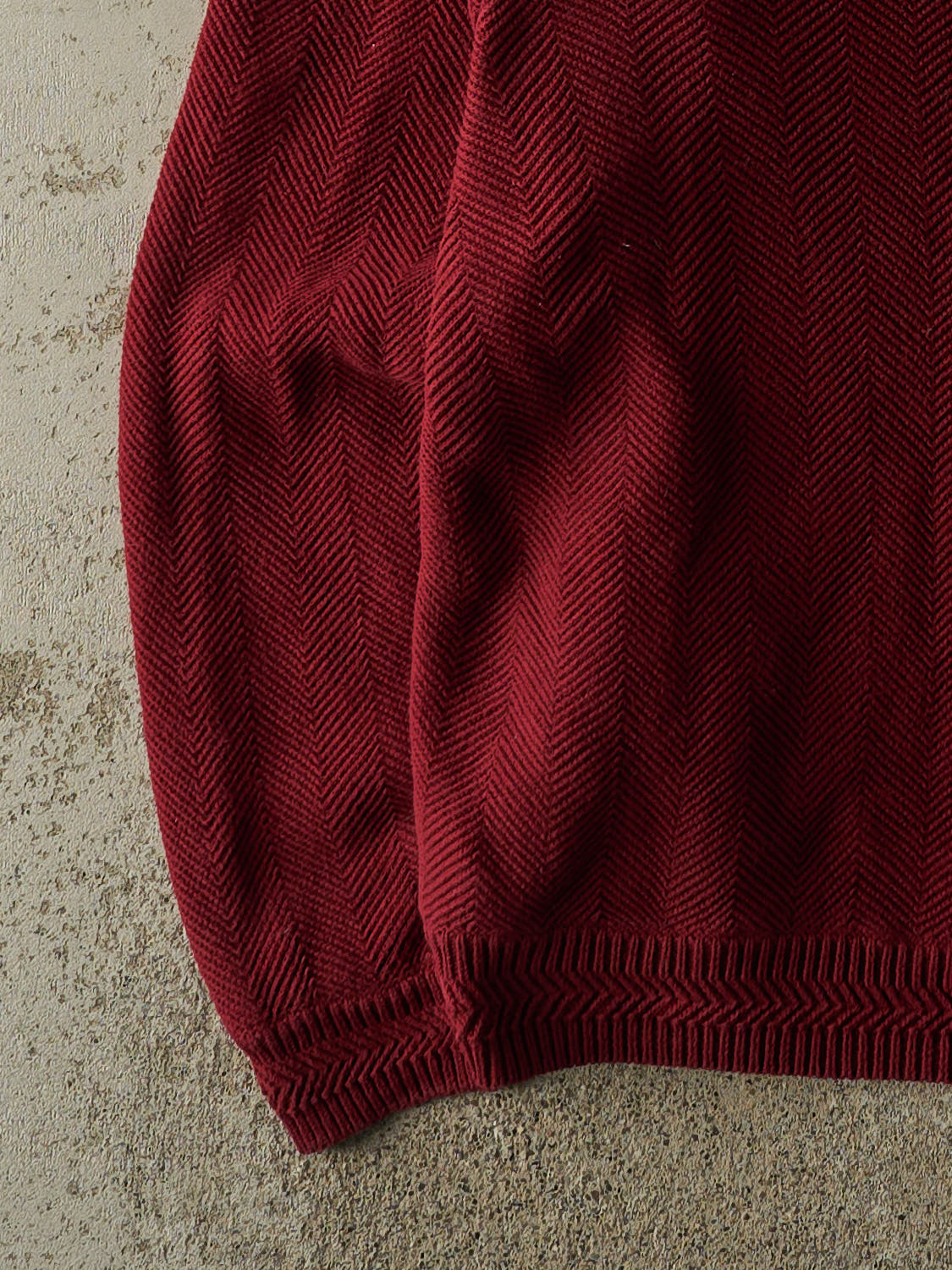 Vintage 90s Burgundy Chaps Embroidered Harringbone Knit (XL/XXL)