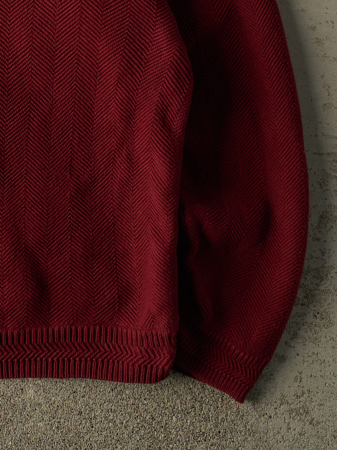 Vintage 90s Burgundy Chaps Embroidered Harringbone Knit (XL/XXL)