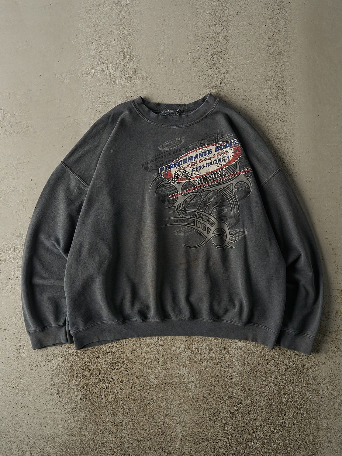 Vintage 90s Charcoal Grey Performance Bodies Racing Crewneck (L/XL)