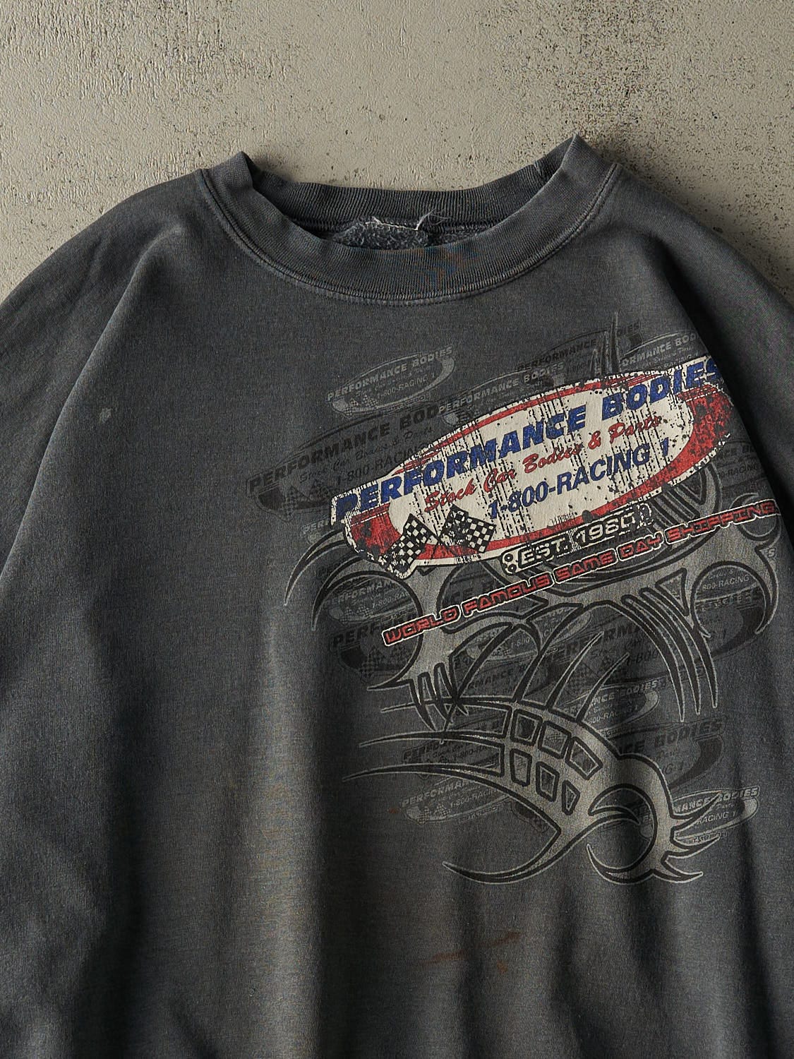 Vintage 90s Charcoal Grey Performance Bodies Racing Crewneck (L/XL)