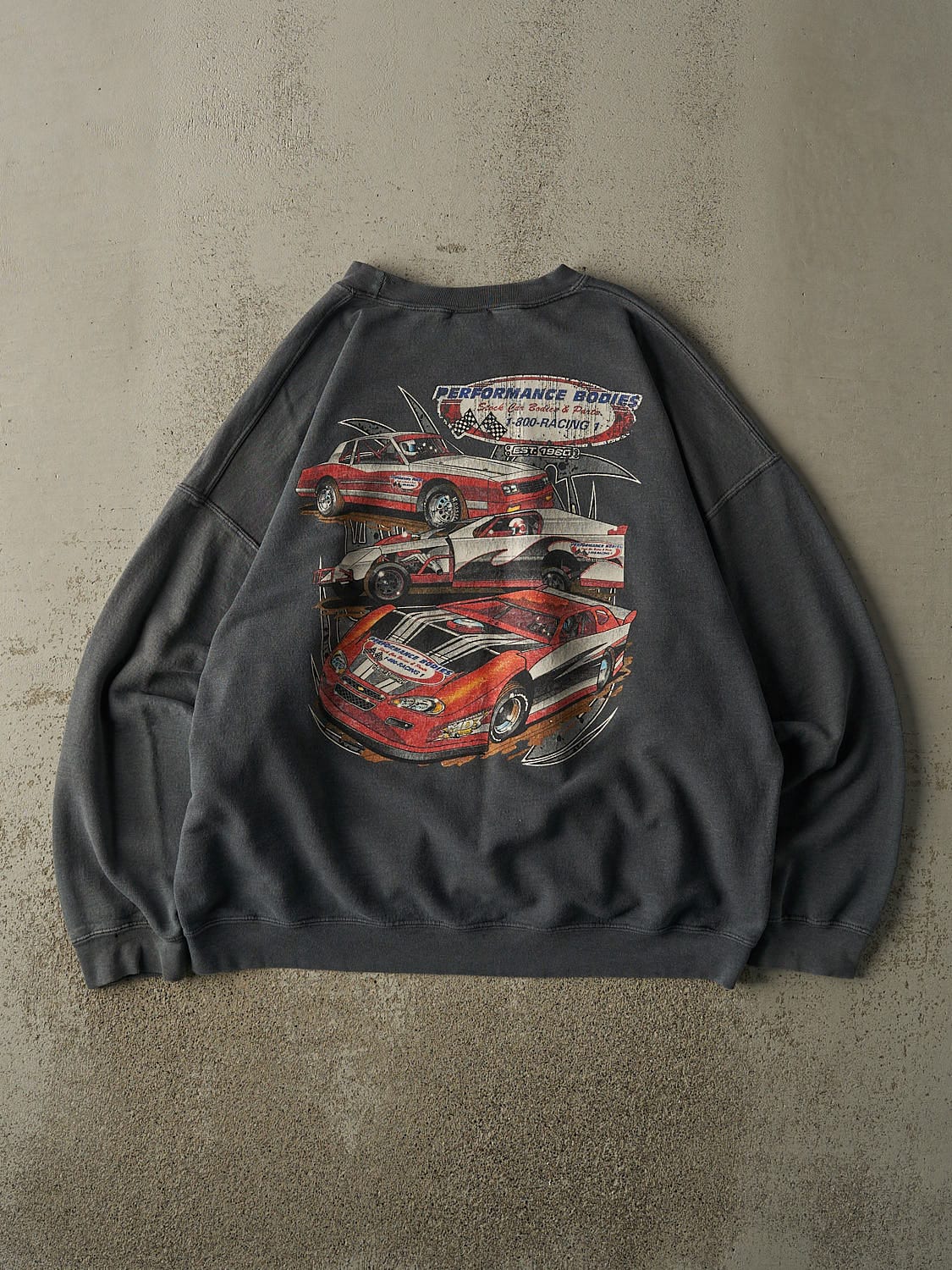 Vintage 90s Charcoal Grey Performance Bodies Racing Crewneck (L/XL)