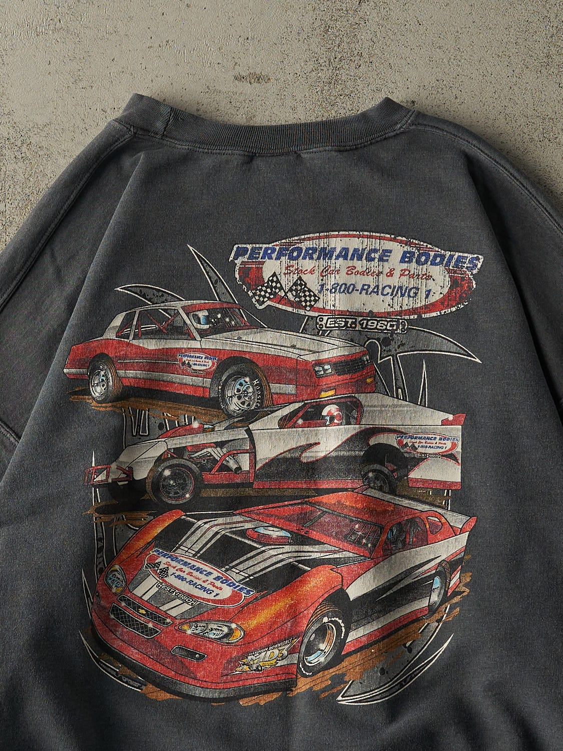 Vintage 90s Charcoal Grey Performance Bodies Racing Crewneck (L/XL)