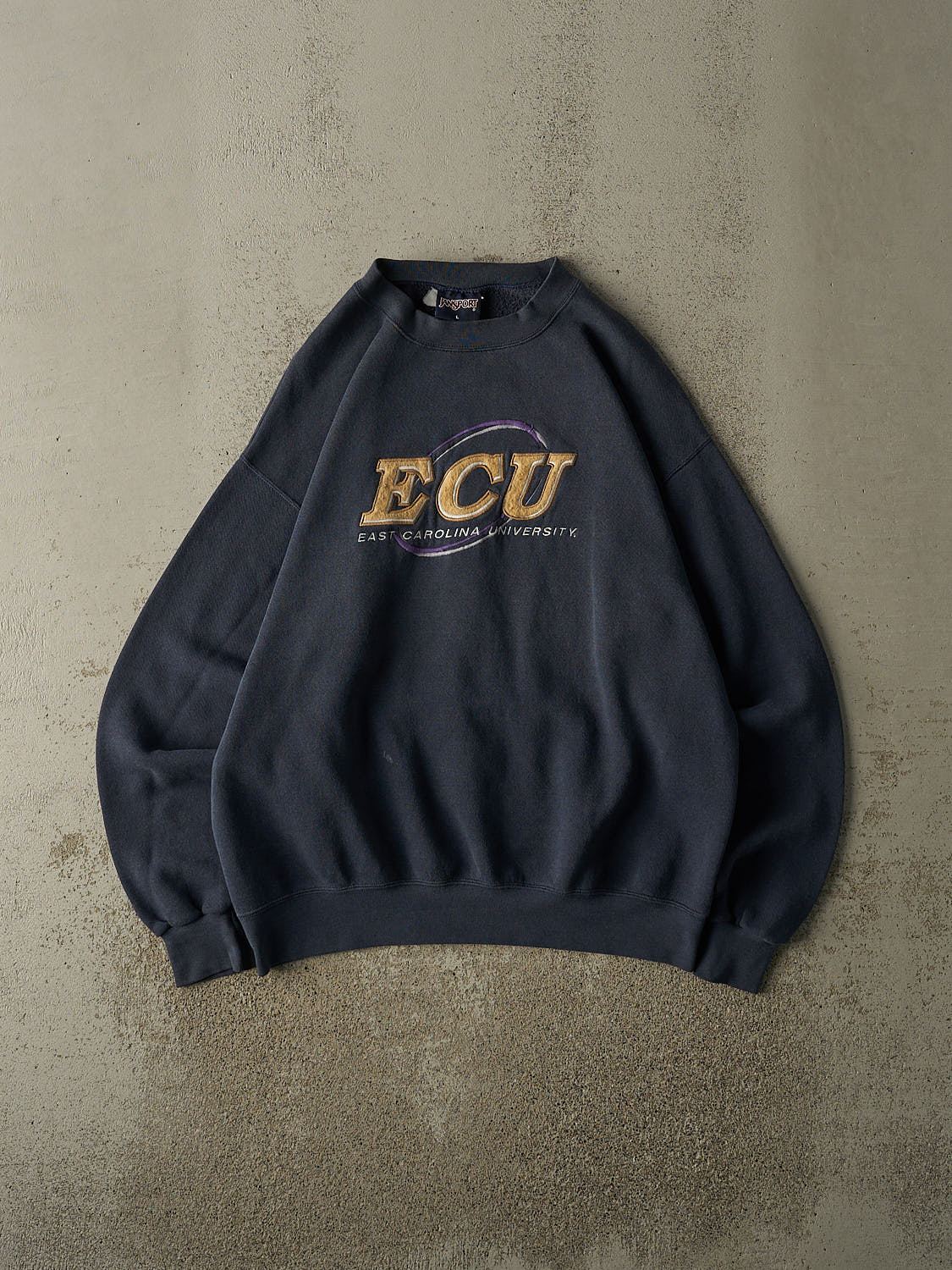 Vintage 90s Charcoal Grey East Carolina University Embroidered Crewneck (L/XL)