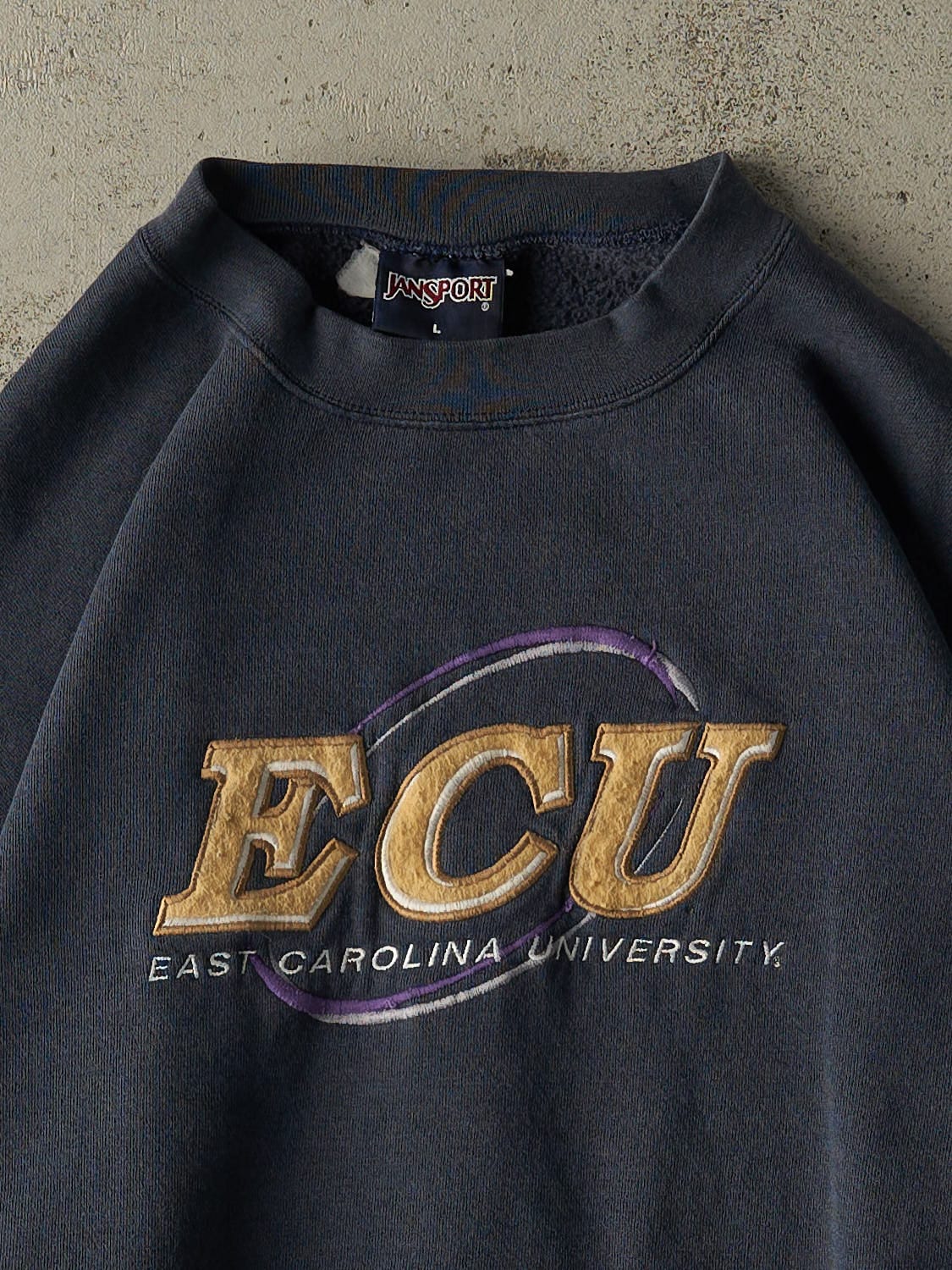 Vintage 90s Charcoal Grey East Carolina University Embroidered Crewneck (L/XL)