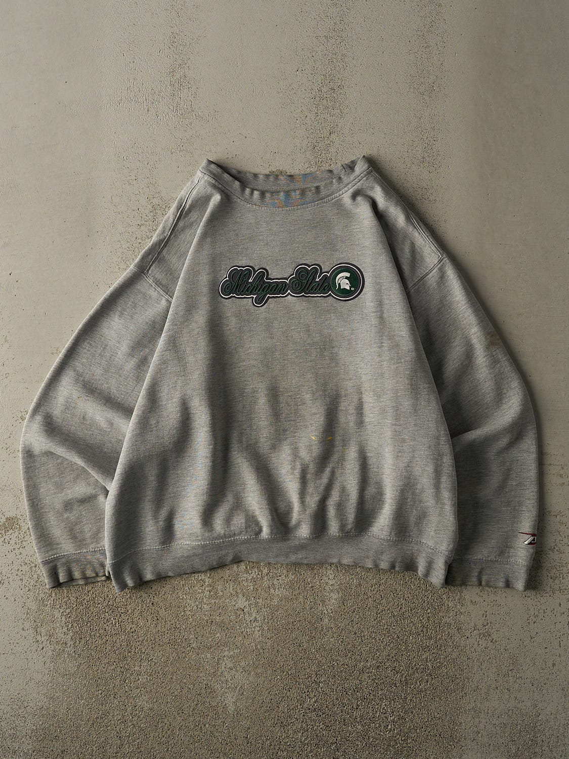 Vintage 90s Grey Michigan State University Embroidered Crewneck (XL)