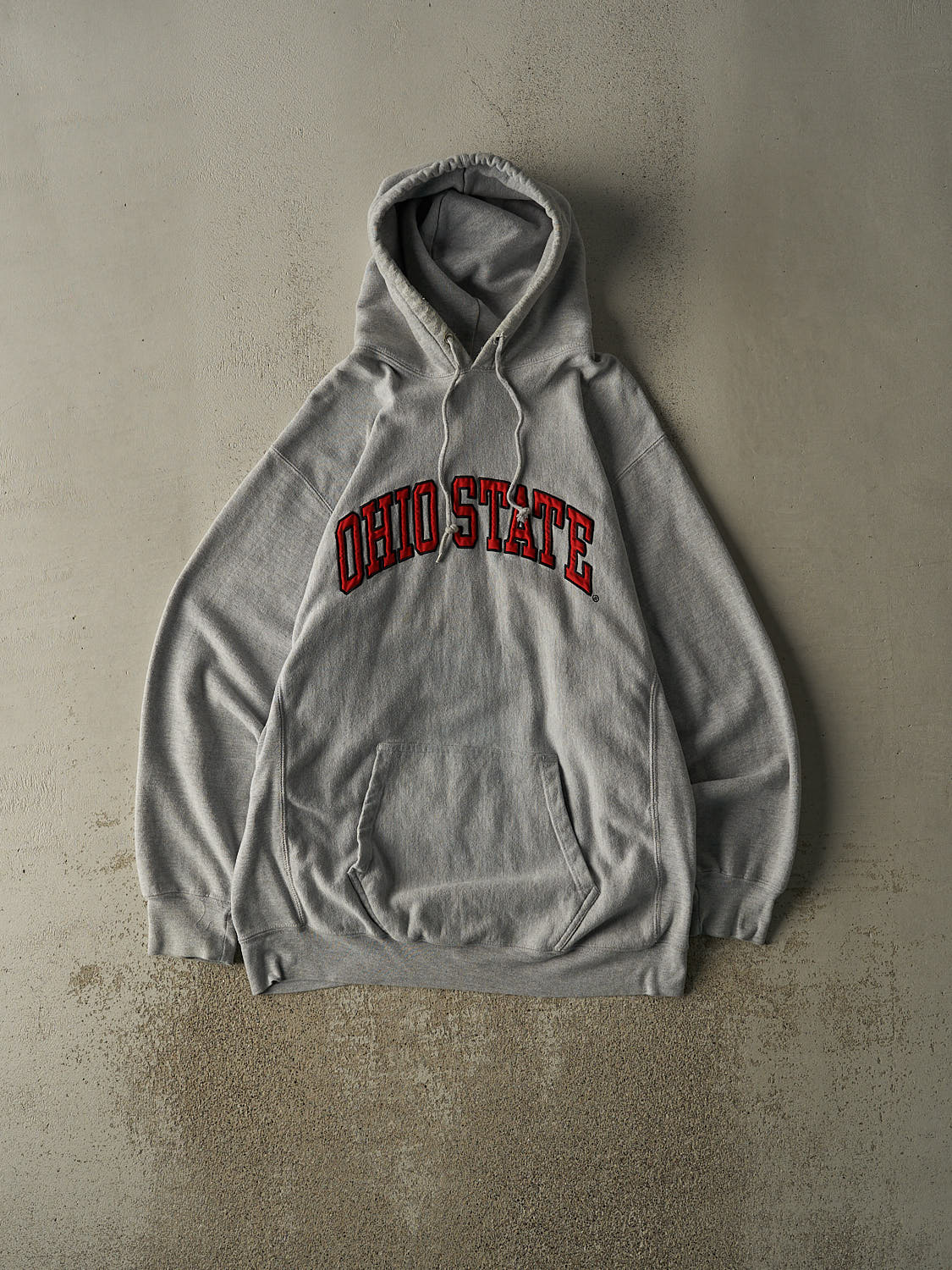 Vintage Y2K Heather Grey Ohio State University Embroidered Hoodie (XL)