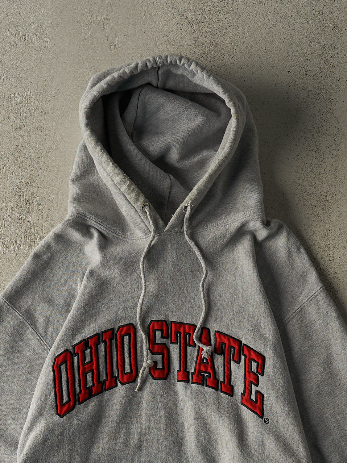 Vintage Y2K Heather Grey Ohio State University Embroidered Hoodie (XL)