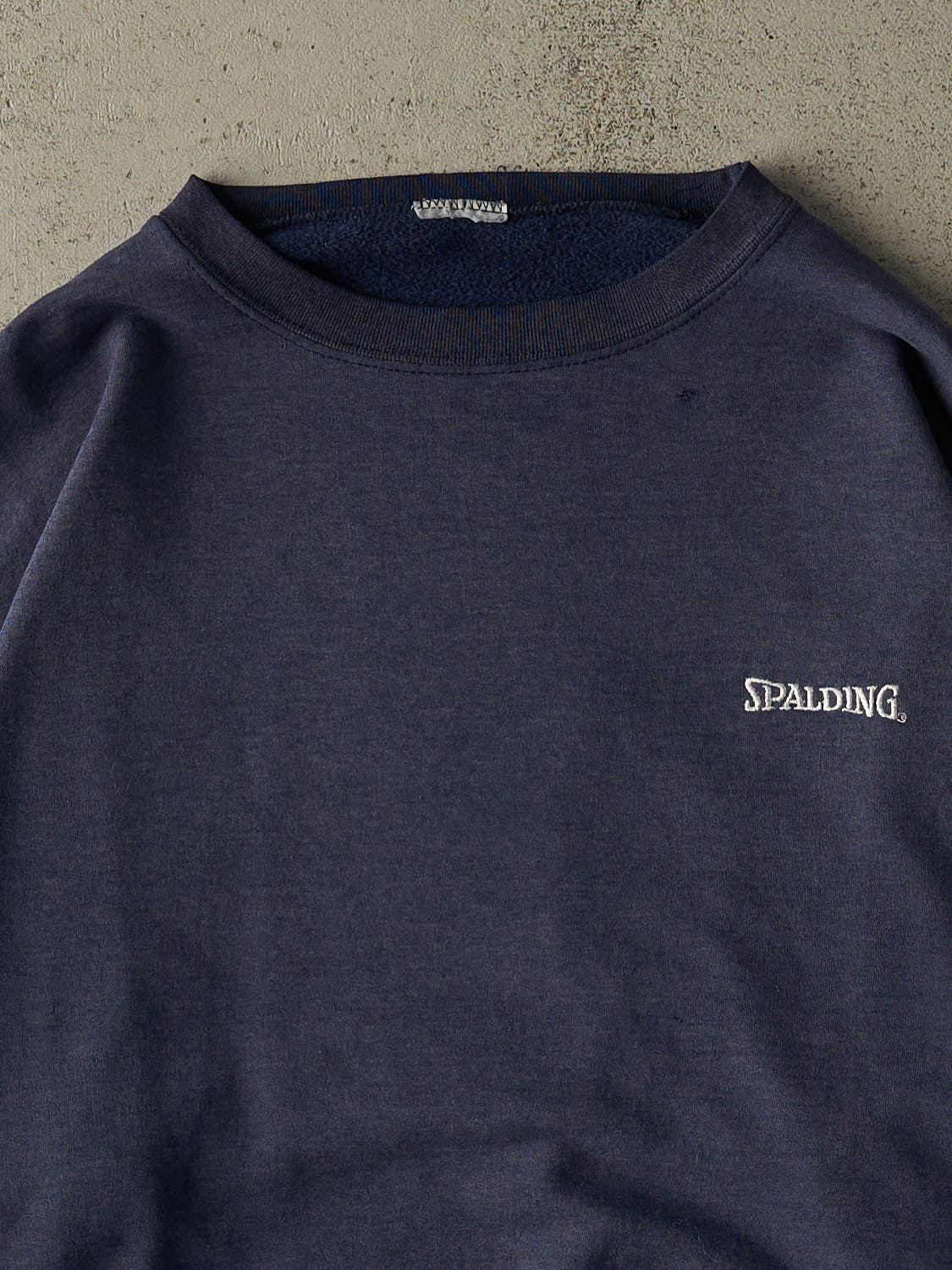 Vintage 90s Sun Faded Navy Spalding Embroidered Logo Crewneck (XL/XXL)