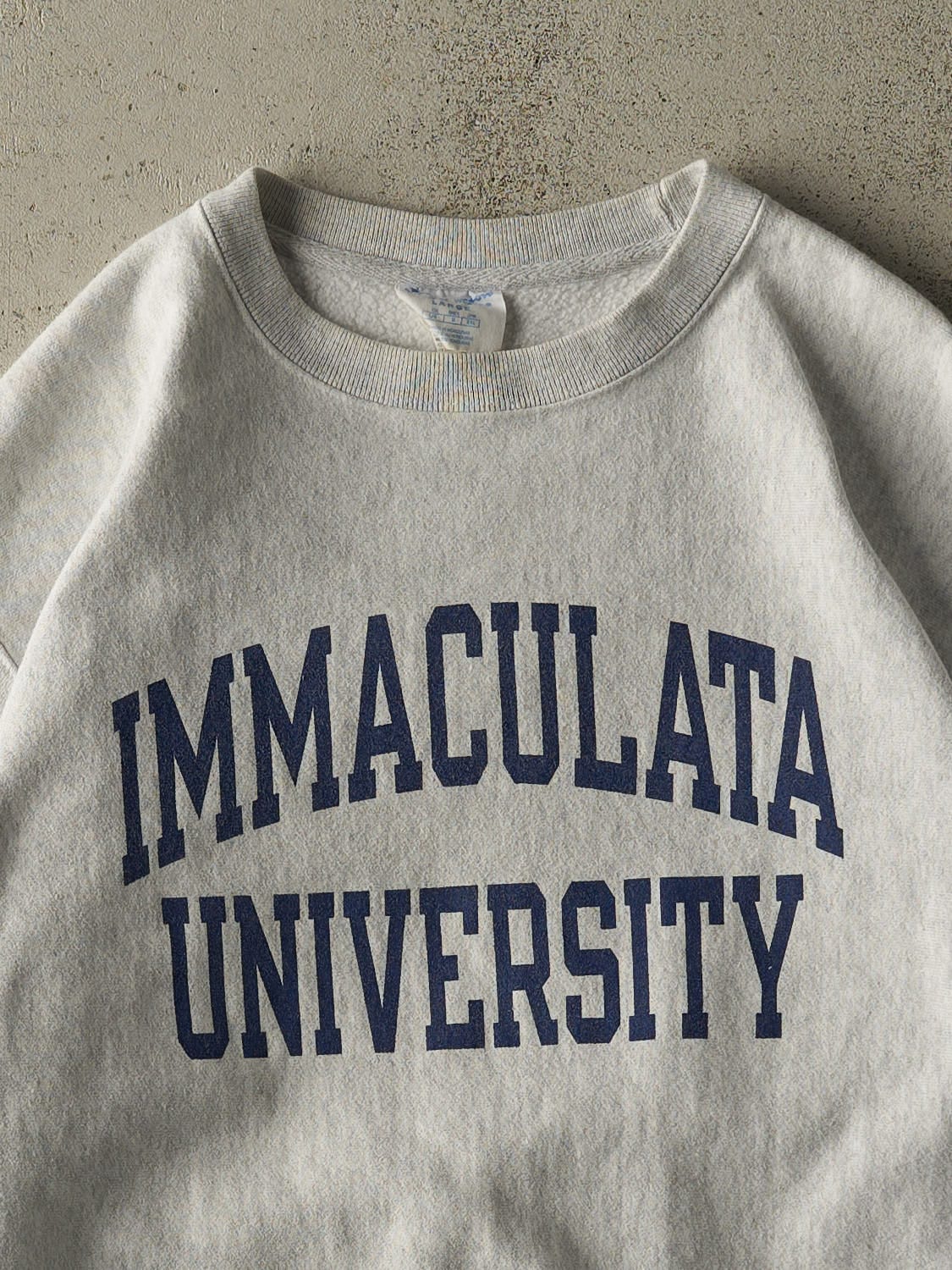 Vintage Y2K Heather Grey Champion Reverse Weave Immaculata University Crewneck (L)