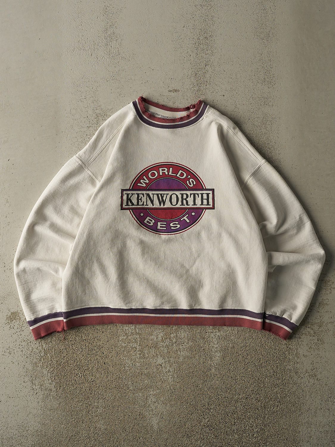 Vintage 90s White Kenworth Ribbed Crewneck (S/M)