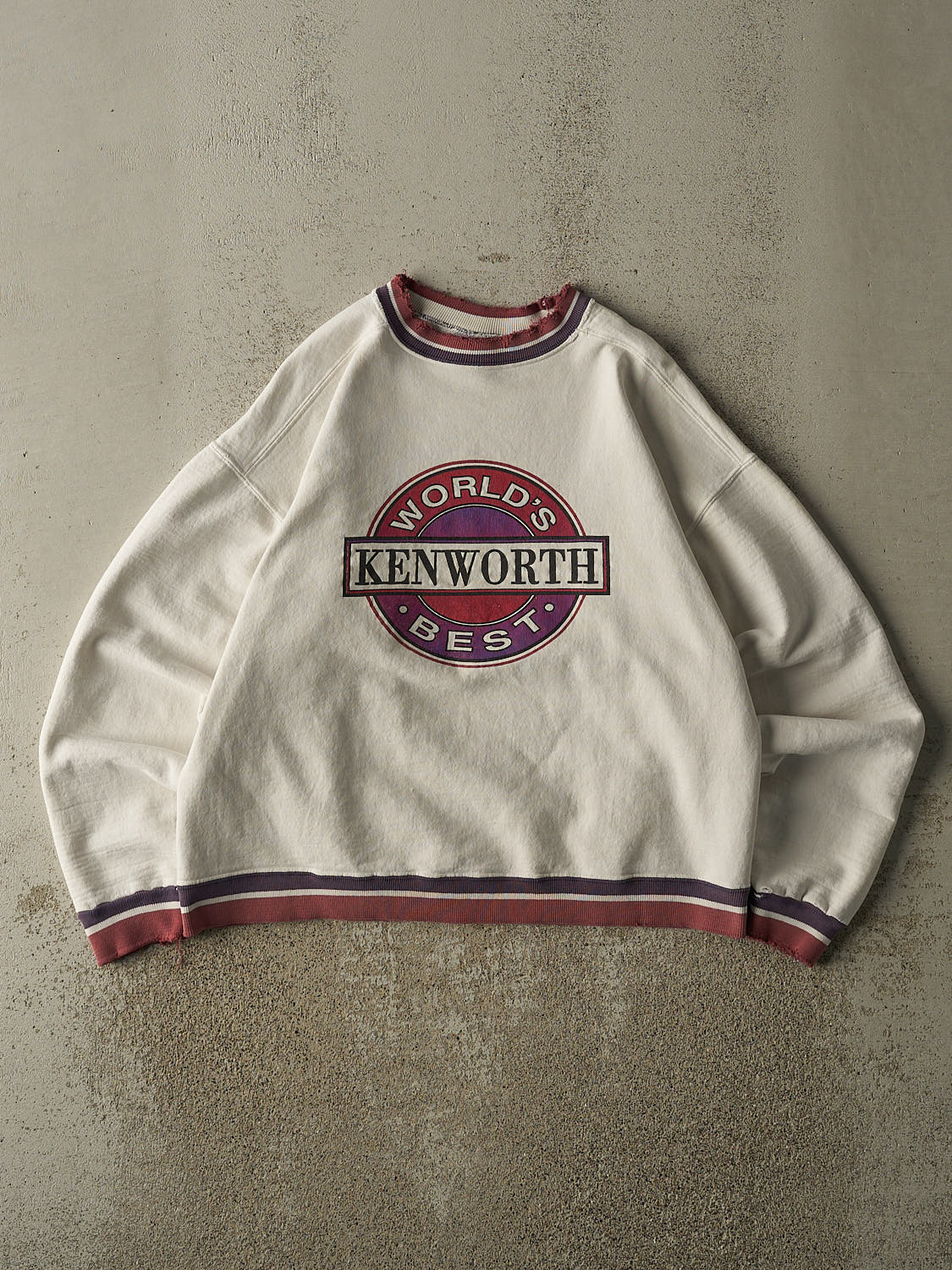 Vintage 90s White Kenworth Ribbed Crewneck (S/M)