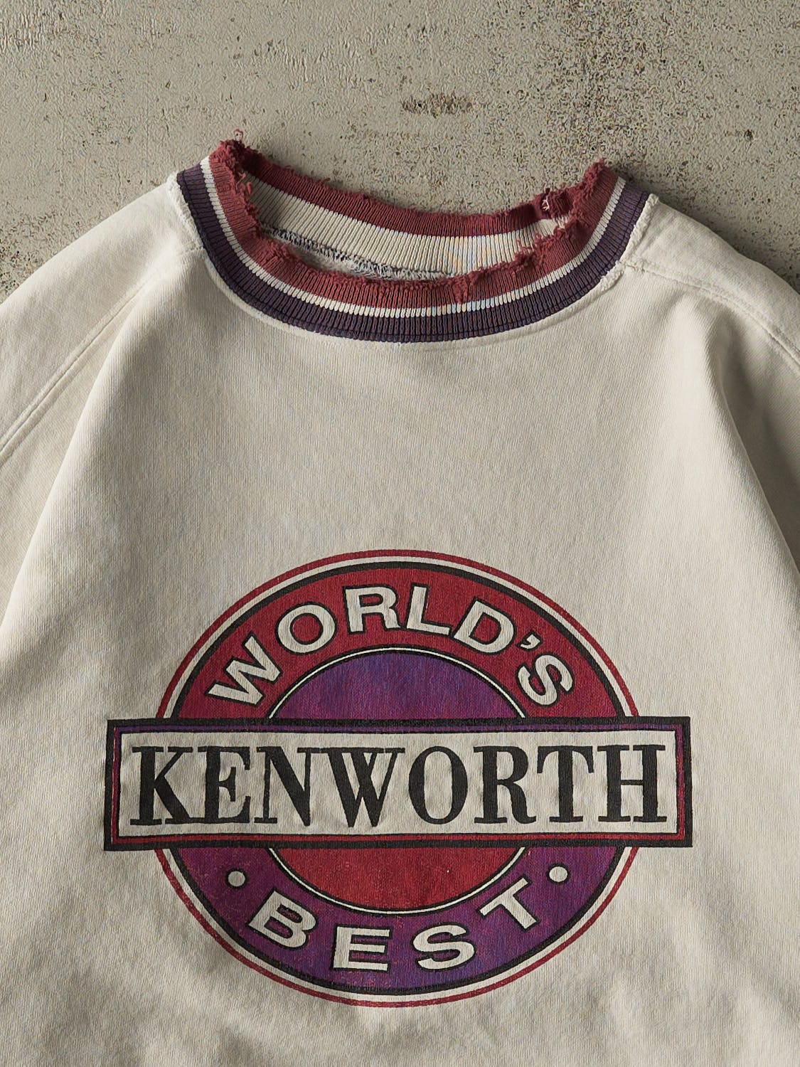 Vintage 90s White Kenworth Ribbed Crewneck (S/M)