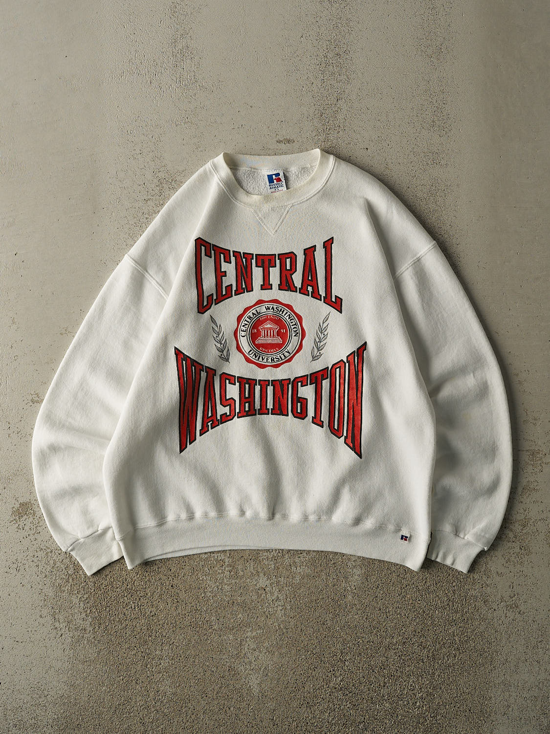 Vintage 90s White Russell Athetic Central Washington University Crewneck (L)
