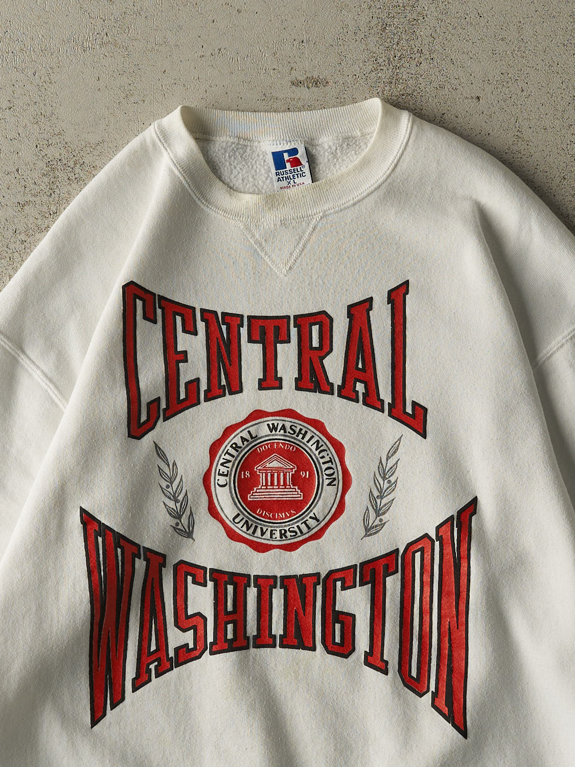 Vintage 90s White Russell Athetic Central Washington University Crewneck (L)