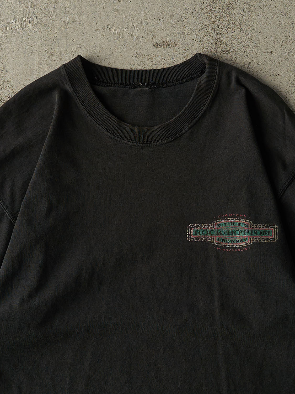 Vintage 90s Faded Black Rock Bottom Brewery Tee (M/L)