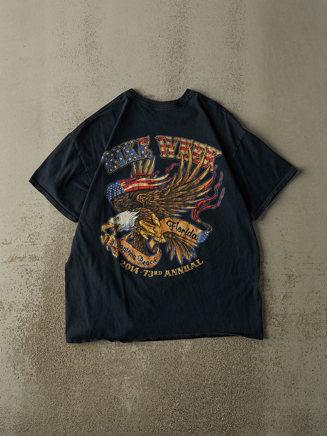 Vintage 14' Faded Black Daytona Beach Bike Week Tee (L)