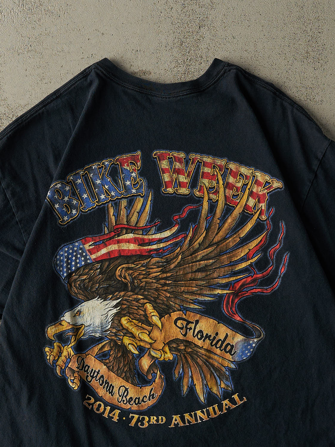 Vintage 14' Faded Black Daytona Beach Bike Week Tee (L)