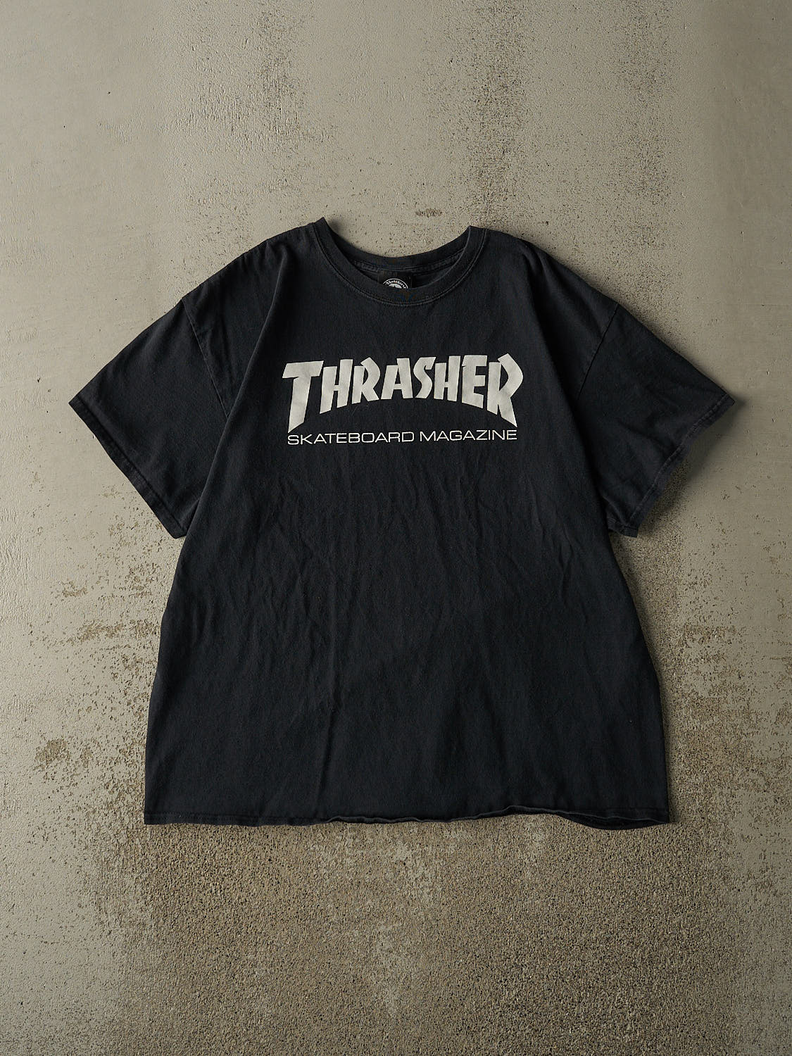 Vintage Y2K Faded Black Thrasher Tee (L)