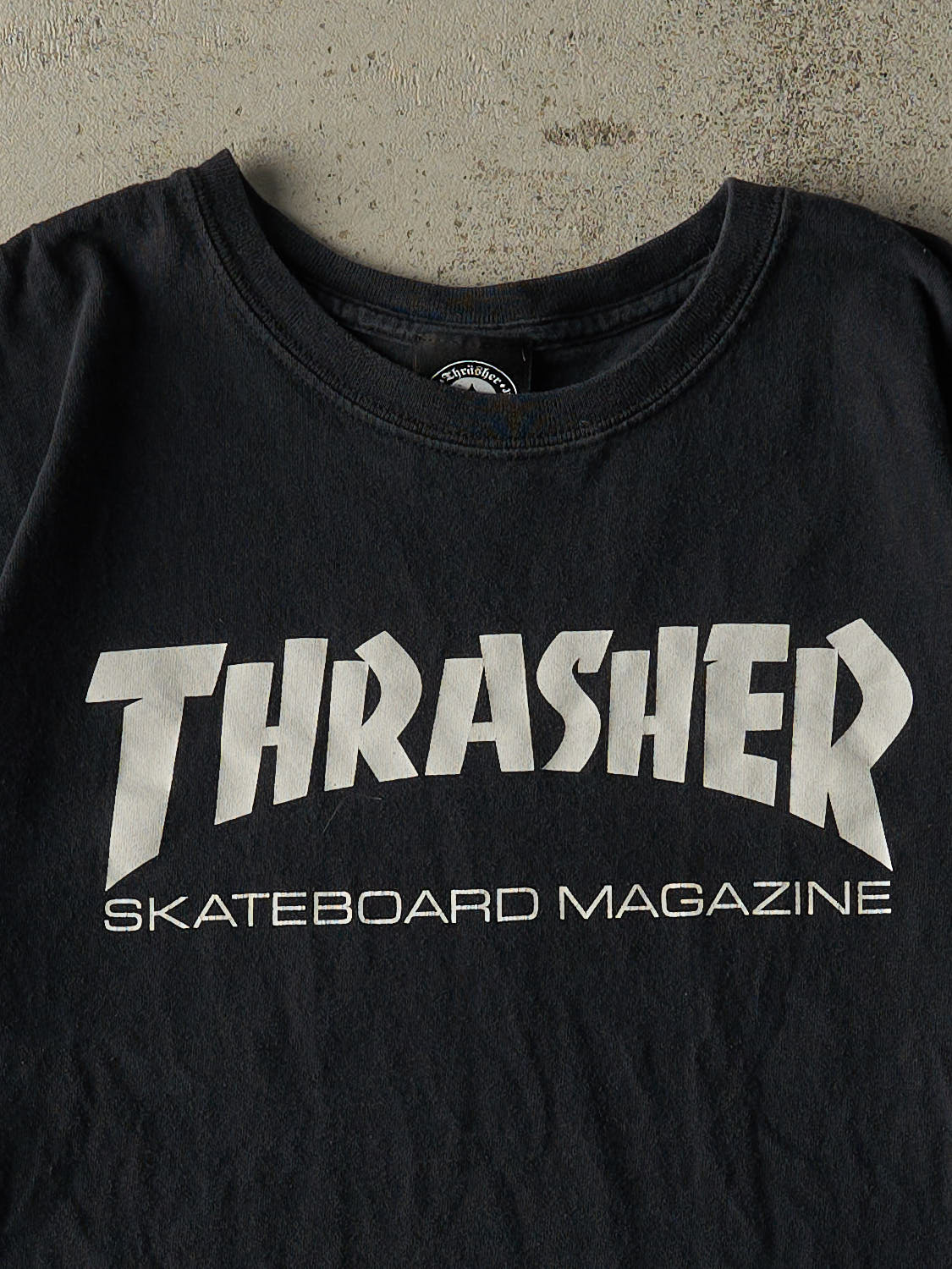 Vintage Y2K Faded Black Thrasher Tee (L)