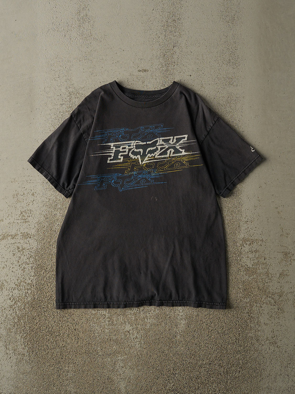 Vintage Y2K Sun Faded Black Fox Racing Tee (S/M)