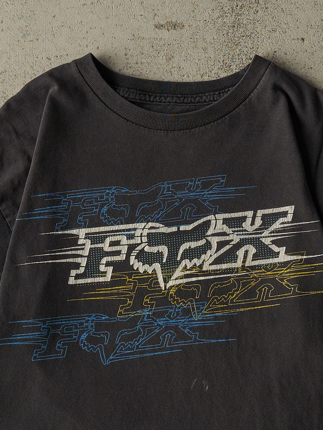 Vintage Y2K Sun Faded Black Fox Racing Tee (S/M)