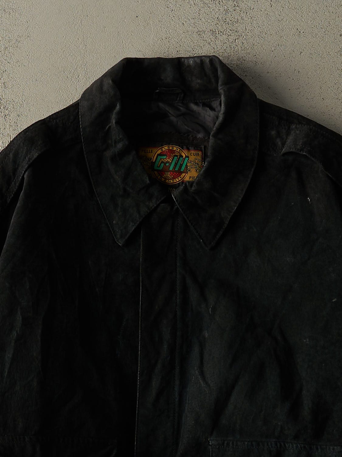 Vintage 80s Black G-III Suede Aviator Jacket (M)