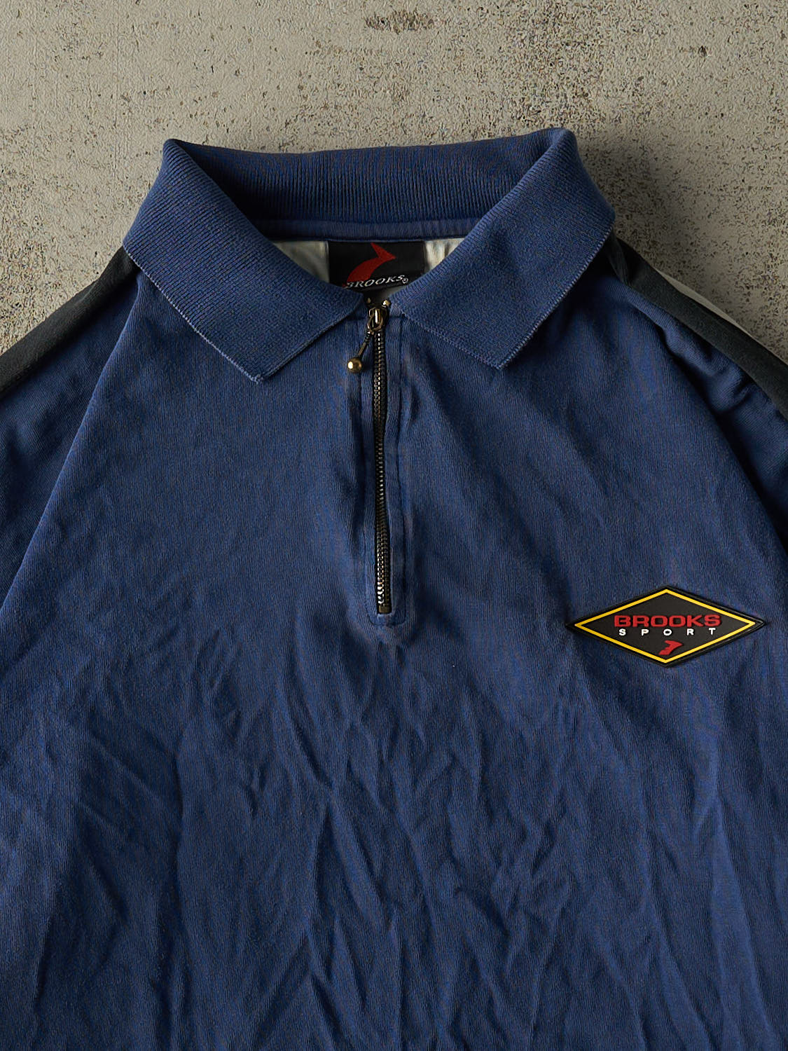 Vintage 90s Navy Blue & White Brooks Quarter Zip Long Sleeve (M/L)