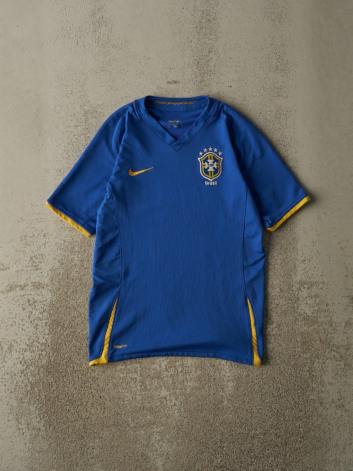 Vintage Y2K Blue Nike Brasil Soccer Jersey (XXS/XS)