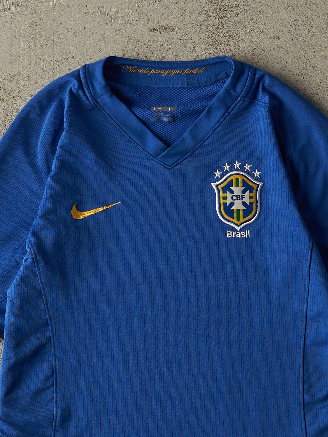 Vintage Y2K Blue Nike Brasil Soccer Jersey (XXS/XS)