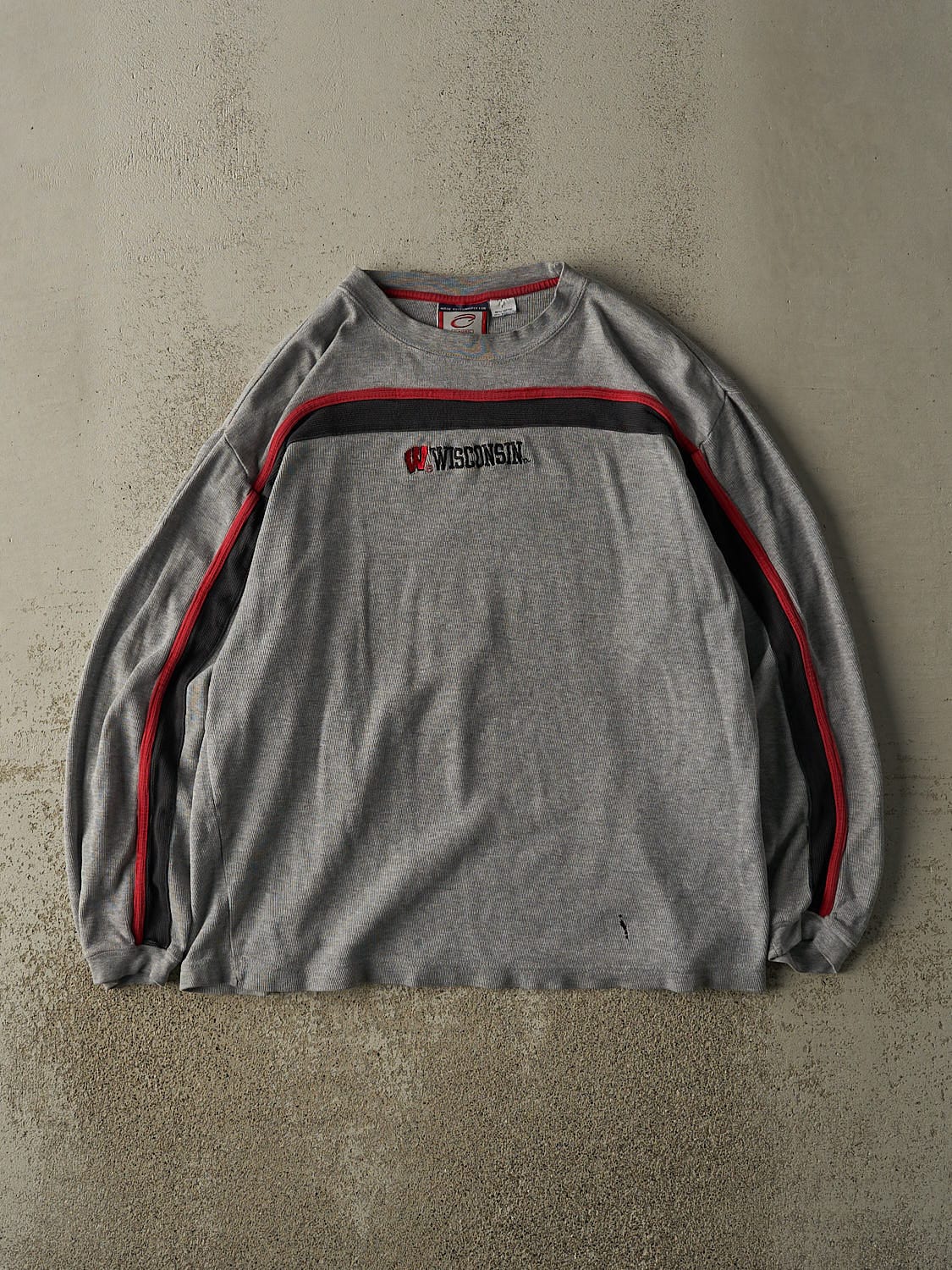 Vintage Y2K Grey University of Wisconsin Embroidered Long Sleeve (L)