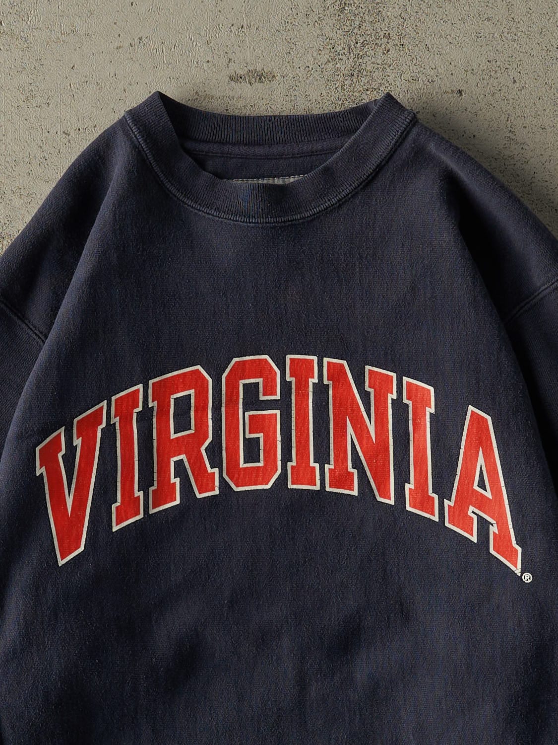 Vintage 90s Faded Navy Champion Reverse Weave University of Virginia Crewneck (XS/S)
