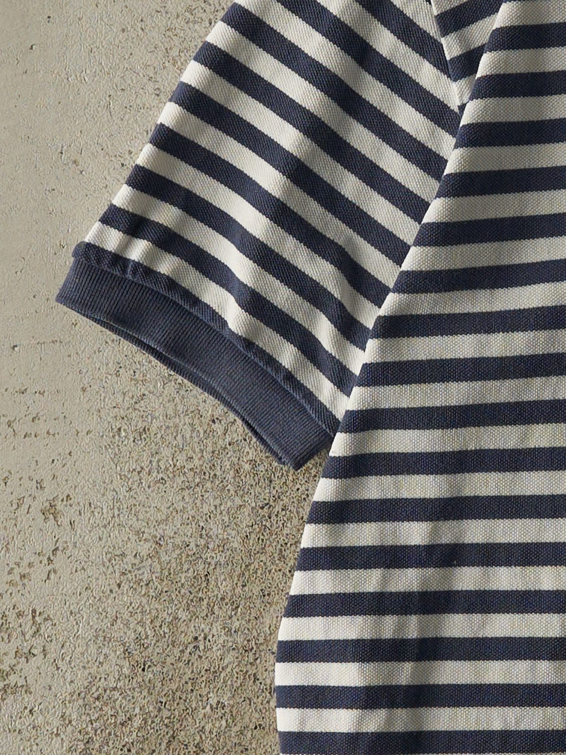 Vintage 90s White & Blue Polo Ralph Lauren Striped Tee (L)