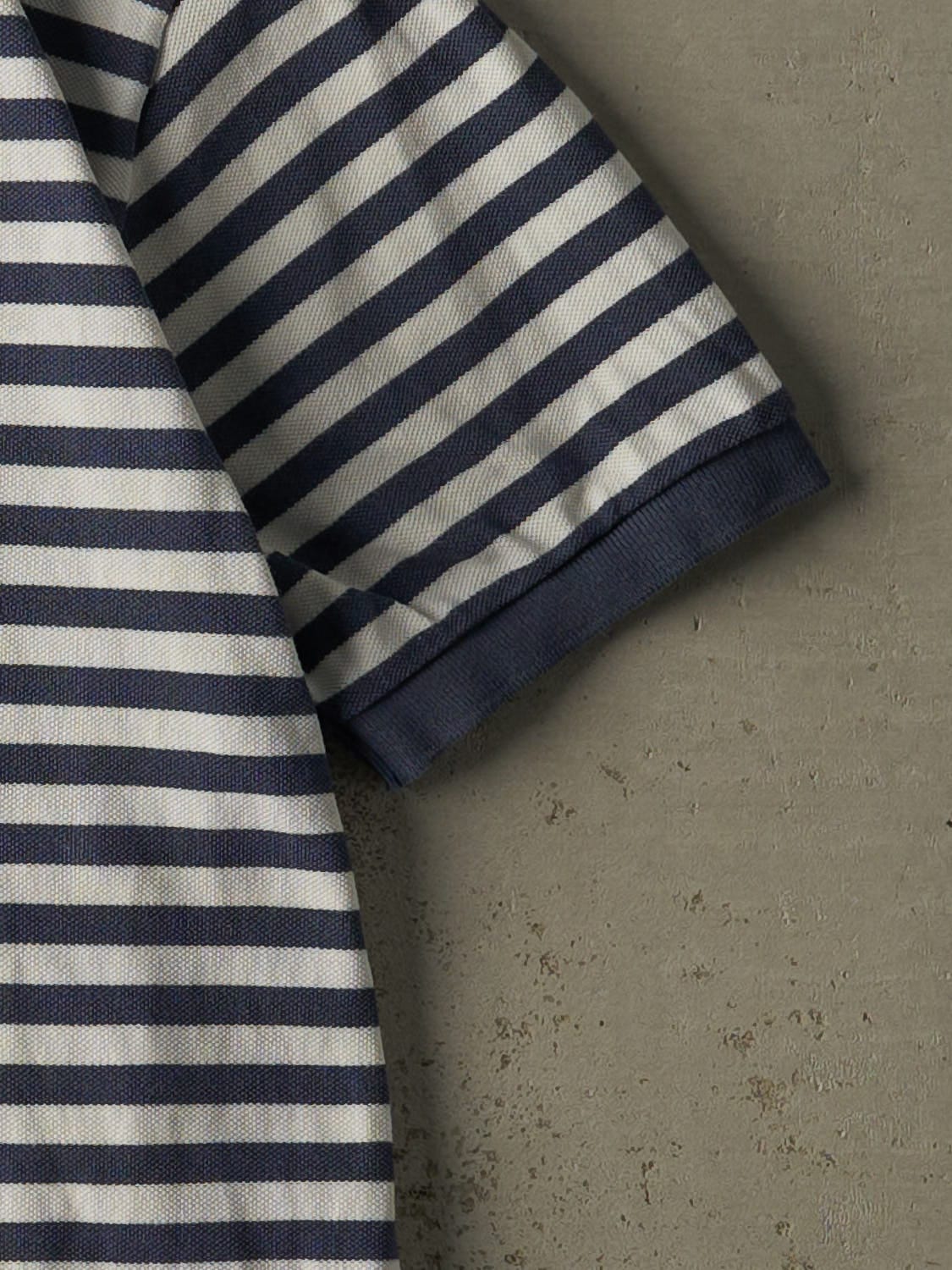 Vintage 90s White & Blue Polo Ralph Lauren Striped Tee (L)