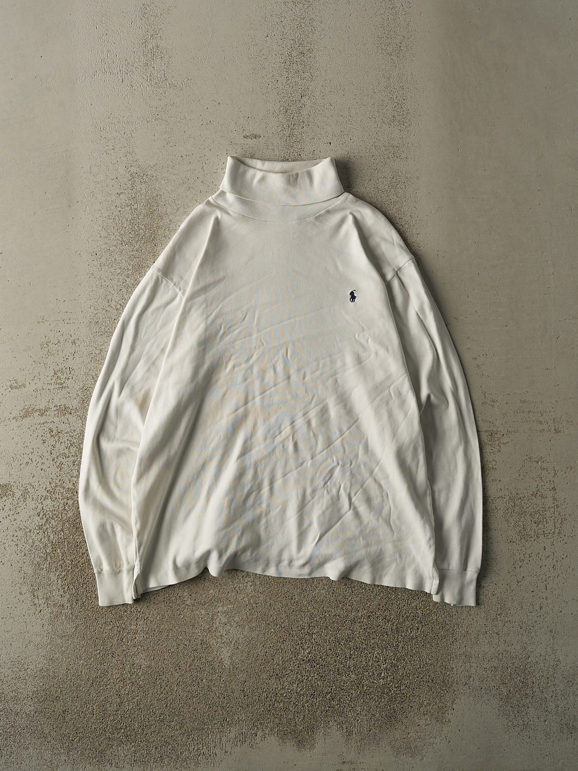 Vintage 90s White Polo Ralph Lauren Embroidered Turtleneck Long Sleeve (L/XL)
