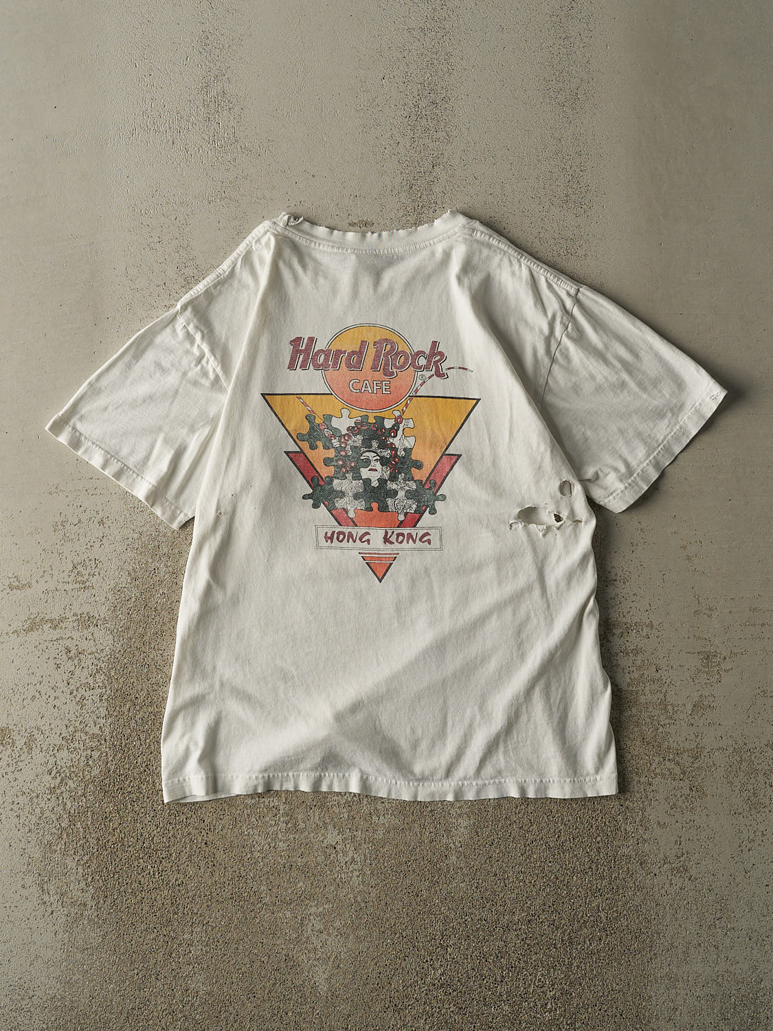 Vintage 90s White Hard Rock Cafe Hong Kong Tee (L)